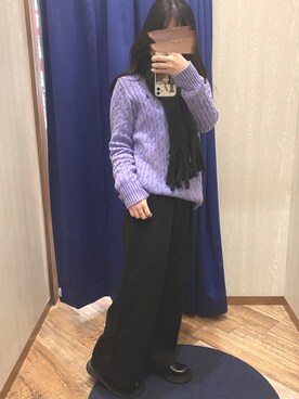 「SVEC（シュベック）のアイテム（パンツ）」を使った、てぃ。さん（レディース・158cm）の冬コーディネート