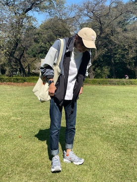 「Guess（ゲス）のアイテム（帽子）」を使った、れいさん（メンズ・173cm）の秋コーディネート