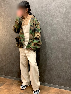 「迷彩」｜「アイテム（サロペット/オーバーオール）」を使った、haruppeさん（レディース・162cm）の秋コーディネート