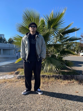 「アイテム（ミリタリージャケット）」を使った、yoshikazu1030さん（メンズ・170cm）の冬コーディネート