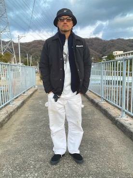 「HUF（ハフ）のアイテム」を使った、yoshikazuさん（メンズ・170cm）の冬コーディネート