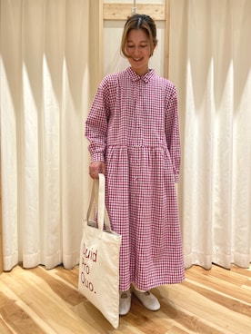 「サマンサモスモス」｜「アイテム（シャツワンピース）」を使った、つるおかさん（レディース・156cm）の冬コーディネート