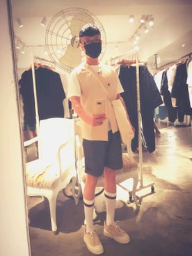 「Champion（チャンピオン）のアイテム（レッグウェア）」を使った、Ray Chenさん（メンズ・174cm）の夏コーディネート