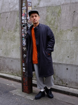 「RAGEBLUE（レイジブルー）のアイテム（モッズコート）」を使った、ISSEYさん（メンズ・173cm）の冬コーディネート