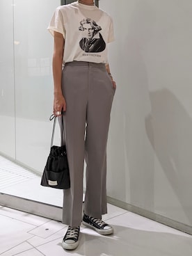 「CONVERSE（コンバース）のconverse コンバース ALL STAR 100 COLORS OX オールスター 100 カラーズ オックス 32861791 BLACK（スニーカー）」を使った、maichinさん（レディース・178cm）の春コーディネート