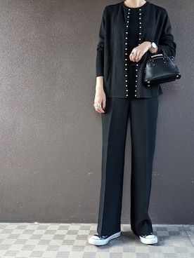 「CONVERSE（コンバース）のconverse コンバース ALL STAR 100 COLORS OX オールスター 100 カラーズ オックス 32861791 BLACK（スニーカー）」を使った、maichinさん（レディース・178cm）の秋コーディネート