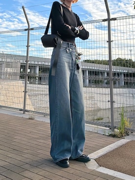 CROSS WAIST WIDE STRAIGHT/クロスウエストワイドストレートデニムを