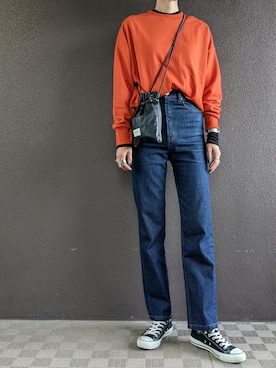 「CONVERSE（コンバース）のconverse コンバース ALL STAR 100 COLORS OX オールスター 100 カラーズ オックス 32861791 BLACK（スニーカー）」を使った、maichinさん（レディース・178cm）の秋コーディネート