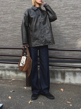 「アイテム（ステンカラーコート）」を使った、maichinさん（レディース・178cm）の冬コーディネート