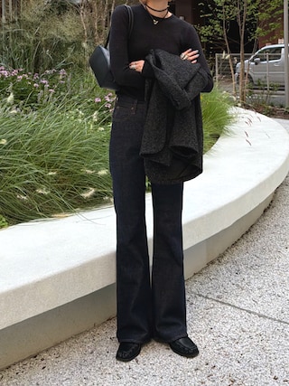 「STYLEMIXER(スタイルミキサー)のロングスリーブソフトニット(ニット/セーター)」を使った、maichinさん(レディース・178cm)の秋コーディネート