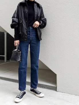 「SLY（スライ）のアイテム（ジャケット/アウター）」を使った、maichinさん（レディース・178cm）の冬コーディネート