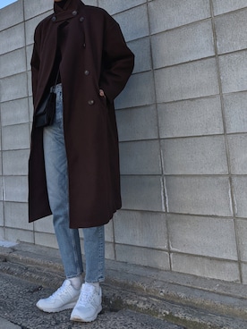 「ゆるニット」｜「アイテム（その他アウター）」を使った、maichinさん（レディース・178cm）の冬コーディネート