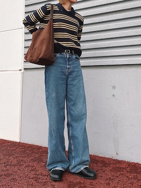 「アイテム（デニムパンツ）」を使った、maichinさん（レディース・178cm）の秋コーディネート