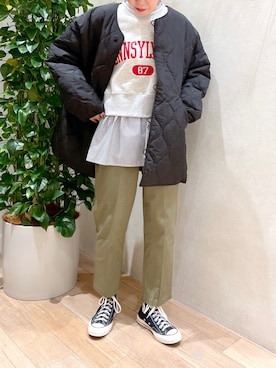 「CIAOPANIC TYPY（チャオパニックティピー）のアイテム（ノーカラージャケット）」を使った、タカシマさん（レディース・169cm）の冬コーディネート