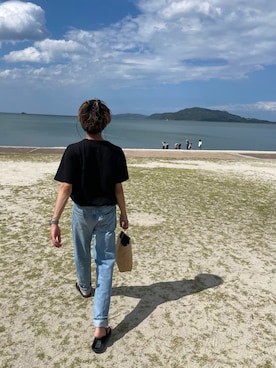 「ISLAND SLIPPER（アイランドスリッパ）のISLAND SLIPPER / PB202/BLACK/レザーサンダル（サンダル、ブラック系）」を使った、hayatoさん（メンズ・170cm）の夏コーディネート