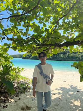 「SENSE OF PLACE by URBAN RESEARCH（センスオブプレイスバイアーバンリサーチ）の『別注』TeddyBear×SENSE OF PLACE　テディベアストライプシャツ（シャツ/ブラウス、ブルー系）」を使った、hayatoさん（メンズ・170cm）の秋コーディネート