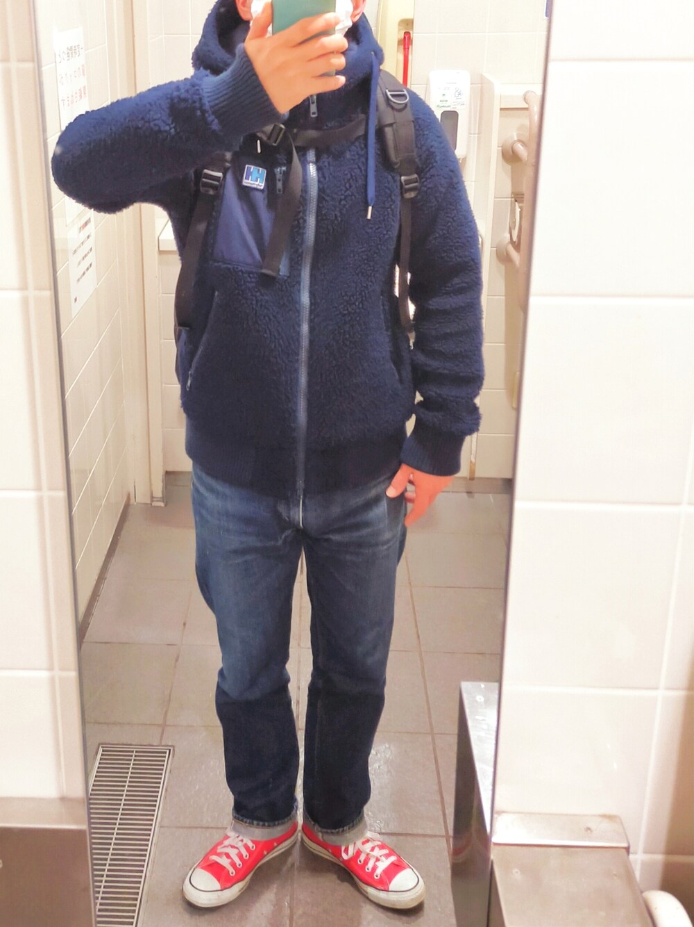 「HELLY HANSENのHELLY HANSEN FIBERPILE THERMO Hoodie  HOE51964（ダウンジャケット/コート、ブルー系）」を使った、のぶろうさん（メンズ・170cm）の冬コーディネートの1枚目の写真