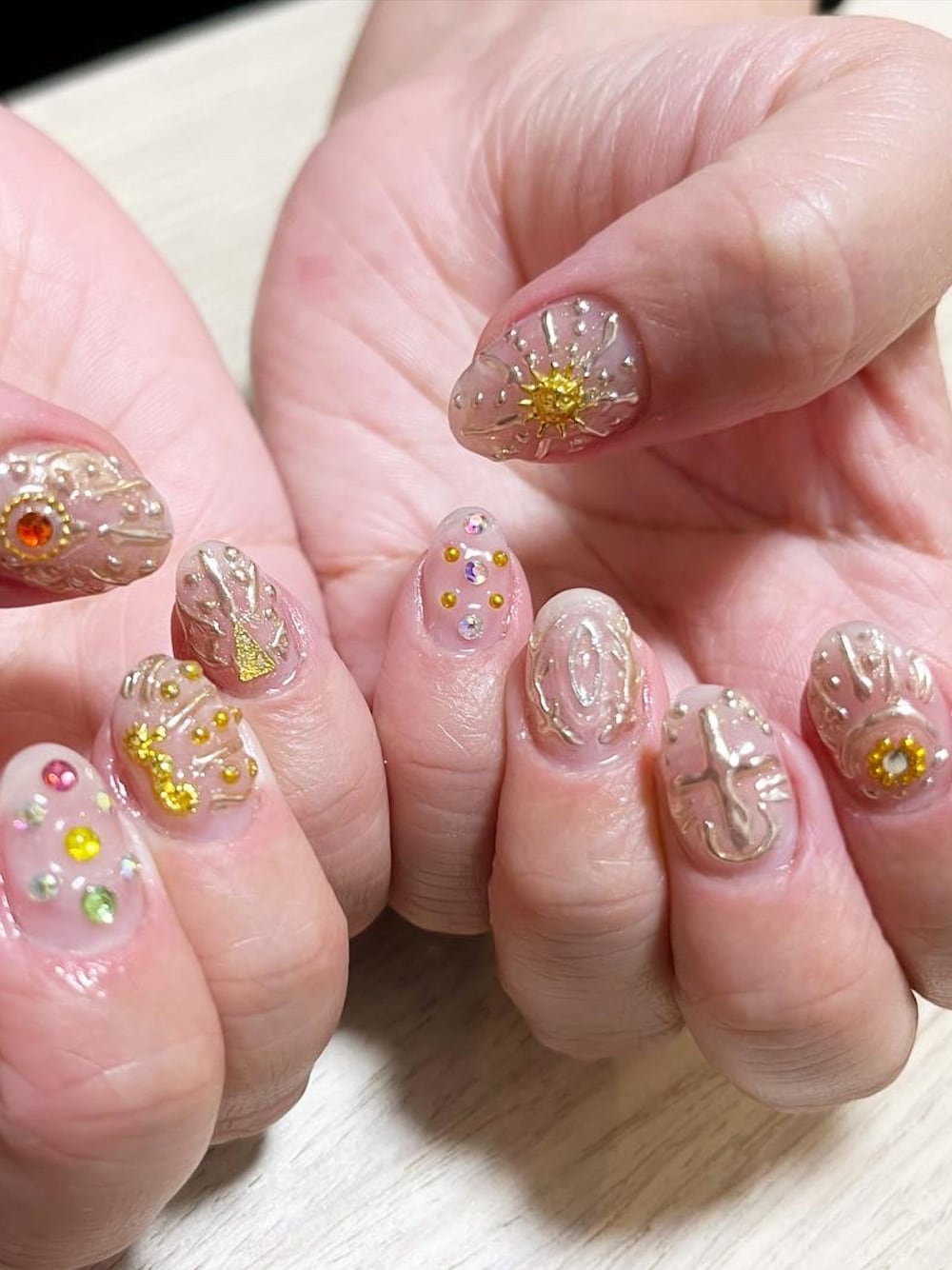 「ジェルネイル、セルフネイル」｜「ssakiixxxネイルのアイテム（その他、ゴールド系）」を使った、ssakiixxxさん（レディース）の夏コーディネートの1枚目の写真