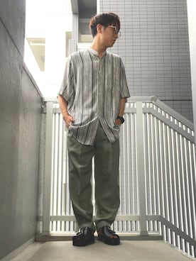 「PUBLIC TOKYO（パブリックトウキョウ）のアイテム（シューズ）」を使った、にしのさん（メンズ・171cm）の夏コーディネート
