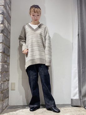 「ジャガード柄」｜やぎみさきさん（レディース・152cm）の秋コーディネート