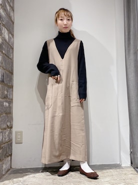 「AMERICAN HOLIC」｜「アイテム（ジャンパースカート）」を使った、やぎみさきさん（レディース・152cm）の秋コーディネート