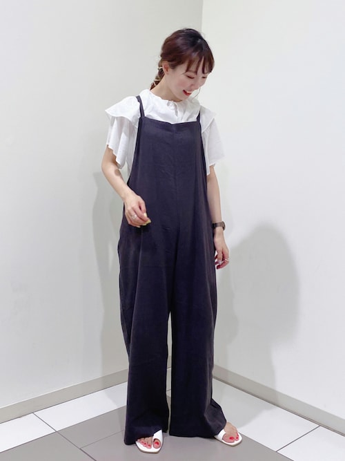 麻　リネン　サロペット　オーバーオール セール】リネンブレンドサロペット（サロペット/オーバーオール