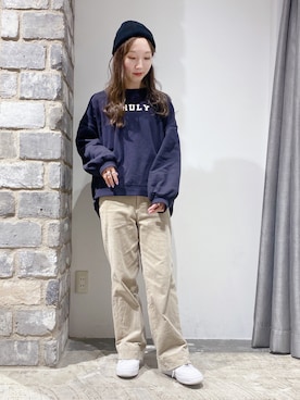 「AMERICAN HOLIC（アメリカンホリック）のアイテム（スウェット）」を使った、やぎみさきさん（レディース・152cm）の冬コーディネート