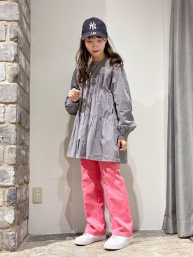 「ティアードブラウス」｜やぎみさきさん（レディース・152cm）の春コーディネート