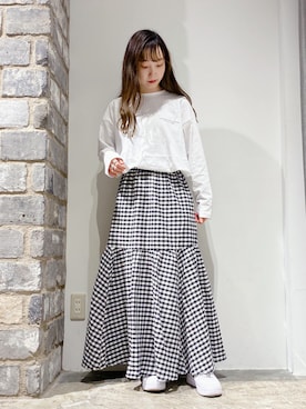 「ギンカムチェック」｜やぎみさきさん（レディース・152cm）の春コーディネート