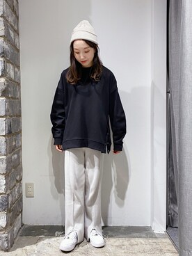 「AMERICAN HOLIC」｜「アイテム（スウェット）」を使った、やぎみさきさん（レディース・152cm）の冬コーディネート