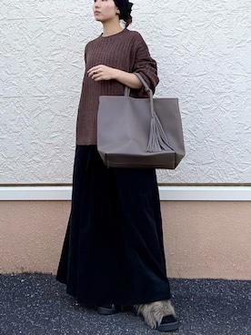 「アイテム（ニット/セーター）」を使った、kinさん（レディース・145cm）の秋コーディネート