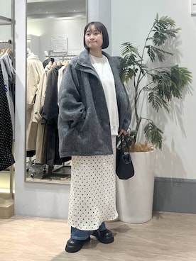 「アイテム（その他アウター、グレー系）」を使った、SAKOさん（レディース・160cm）の冬コーディネート