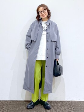 「ローリーズファーム(LOWRYS FARM)」｜「アイテム（ステンカラーコート）」を使った、SAKOさん（レディース・160cm）の冬コーディネート