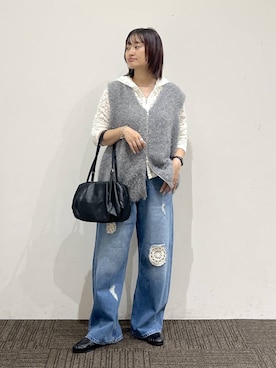 「LOWRYS FARM（ローリーズファーム）のアイテム（ベスト）」を使った、SAKOさん（レディース・160cm）の秋コーディネート