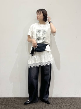 「LOWRYS FARM（ローリーズファーム）のポインテッドＦシューズ 581137（パンプス、ブラック系）」を使った、SAKOさん（レディース・160cm）の春コーディネート