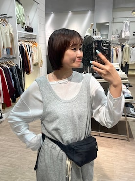 「LOWRYS FARM（ローリーズファーム）のＵＳＥＦＵＬシアープルオーバー　580950（Tシャツ/カットソー、ホワイト系）」を使った、SAKOさん（レディース・160cm）の春コーディネート