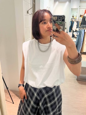 「LOWRYS FARM（ローリーズファーム）のバルーンプルオーバーフレンチスリーブ　574769（Tシャツ/カットソー）」を使った、SAKOさん（レディース・160cm）の夏コーディネート