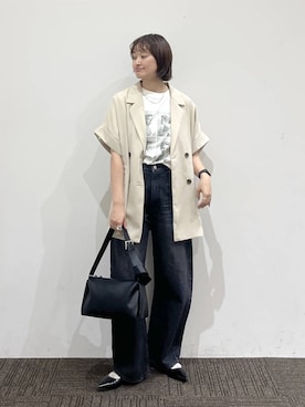 「LOWRYS FARM（ローリーズファーム）のポインテッドＦシューズ 581137（パンプス、ブラック系）」を使った、SAKOさん（レディース・160cm）の春コーディネート