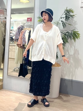 「アイテム（帽子）」を使った、SAKOさん（レディース・160cm・30代）の夏コーディネート