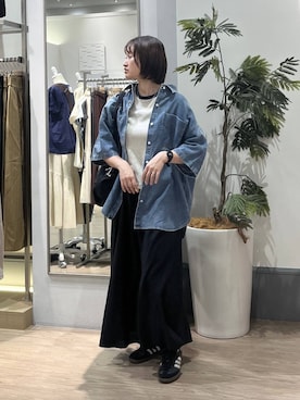 「LOWRYS FARM（ローリーズファーム）のリンガーＴＥＥ 638394（Tシャツ/カットソー、グレー系）」を使った、SAKOさん（レディース・160cm）の春コーディネート