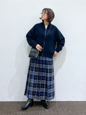「ZIPニット」｜SAKOさん（レディース・160cm）の秋コーディネート