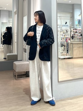 「アイテム（スウェットパンツ）」を使った、SAKOさん（レディース・160cm・30代）の春コーディネート