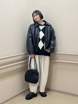 「アイテム（スウェットパンツ）」を使った、SAKOさん（レディース・160cm・30代）の秋コーディネート