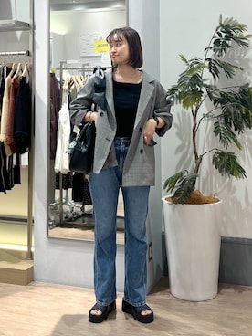 「LOWRYS FARM（ローリーズファーム）のカンドウフィットニットサンダル 283661（サンダル）」を使った、SAKOさん（レディース・160cm）の秋コーディネート