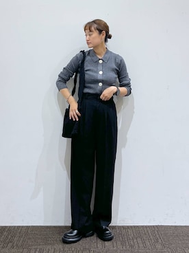 「LOWRYS FARM（ローリーズファーム）のラメＢＩＧボタンポロロングスリーブ　973398（カーディガン/ボレロ）」を使った、SAKOさん（レディース・160cm・30代）の秋コーディネート