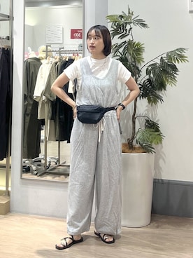 「LOWRYS FARM（ローリーズファーム）のフライスチビＴＥＥ 637055（Tシャツ/カットソー、ホワイト系）」を使った、SAKOさん（レディース・160cm）の夏コーディネート