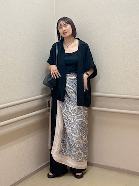「スカーフ」｜「アイテム（ジャケット/アウター）」を使った、SAKOさん（レディース・160cm）の夏コーディネート