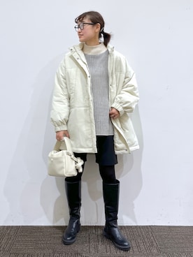 「ローリーズファーム(LOWRYS FARM)」｜「アイテム（ナイロンジャケット）」を使った、SAKOさん（レディース・160cm）の冬コーディネート