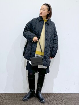 「ストライプニット」｜SAKOさん（レディース・160cm）の冬コーディネート