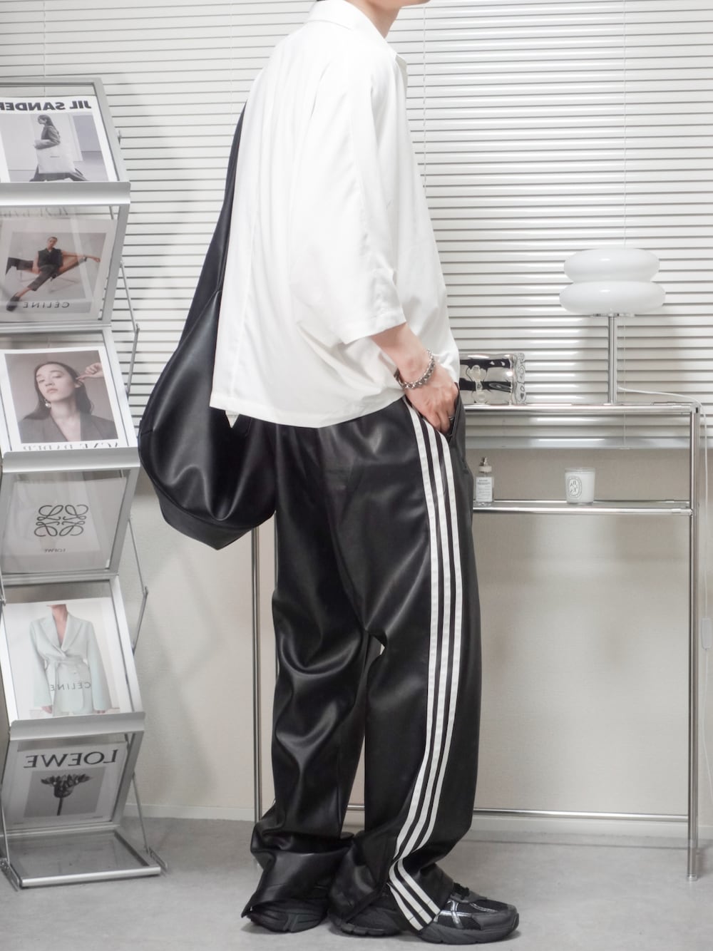 アディダス　フャイヤーバード　フェイクレザートラックスーツパンツ アディダス フャイヤーバード フェイクレザートラックスーツ